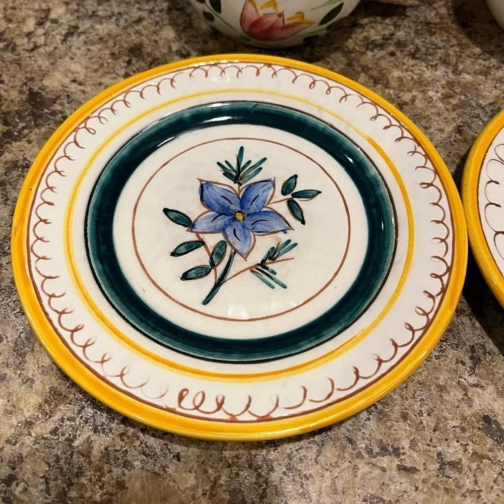 Stangl Pottery Tea Cups & Small Plates Made in USA Country Garden Flower Pattern